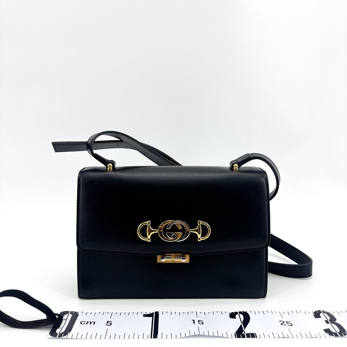 Gucci Zumi Leather, Black, Leather, Shoulder Bag