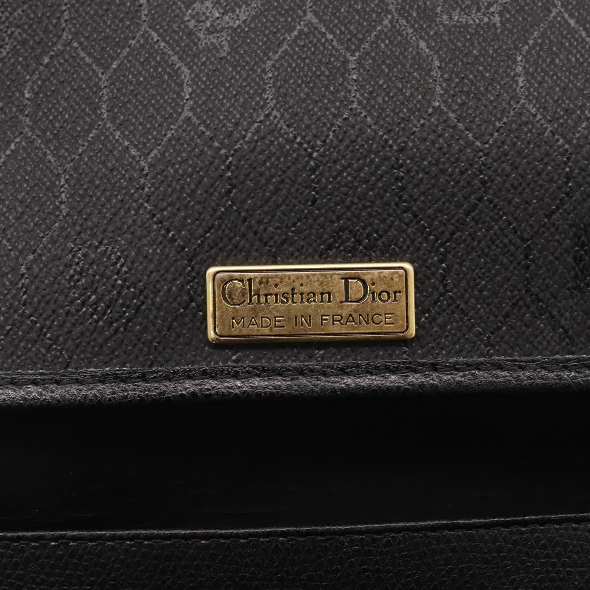 Christian Dior Vintage Honeycomb Canvas, Black, Leather, Shoulder Bag