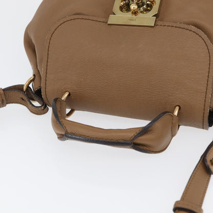 Chloe Elsie Convertible Satchel Leather, Brown, Leather, Handbag