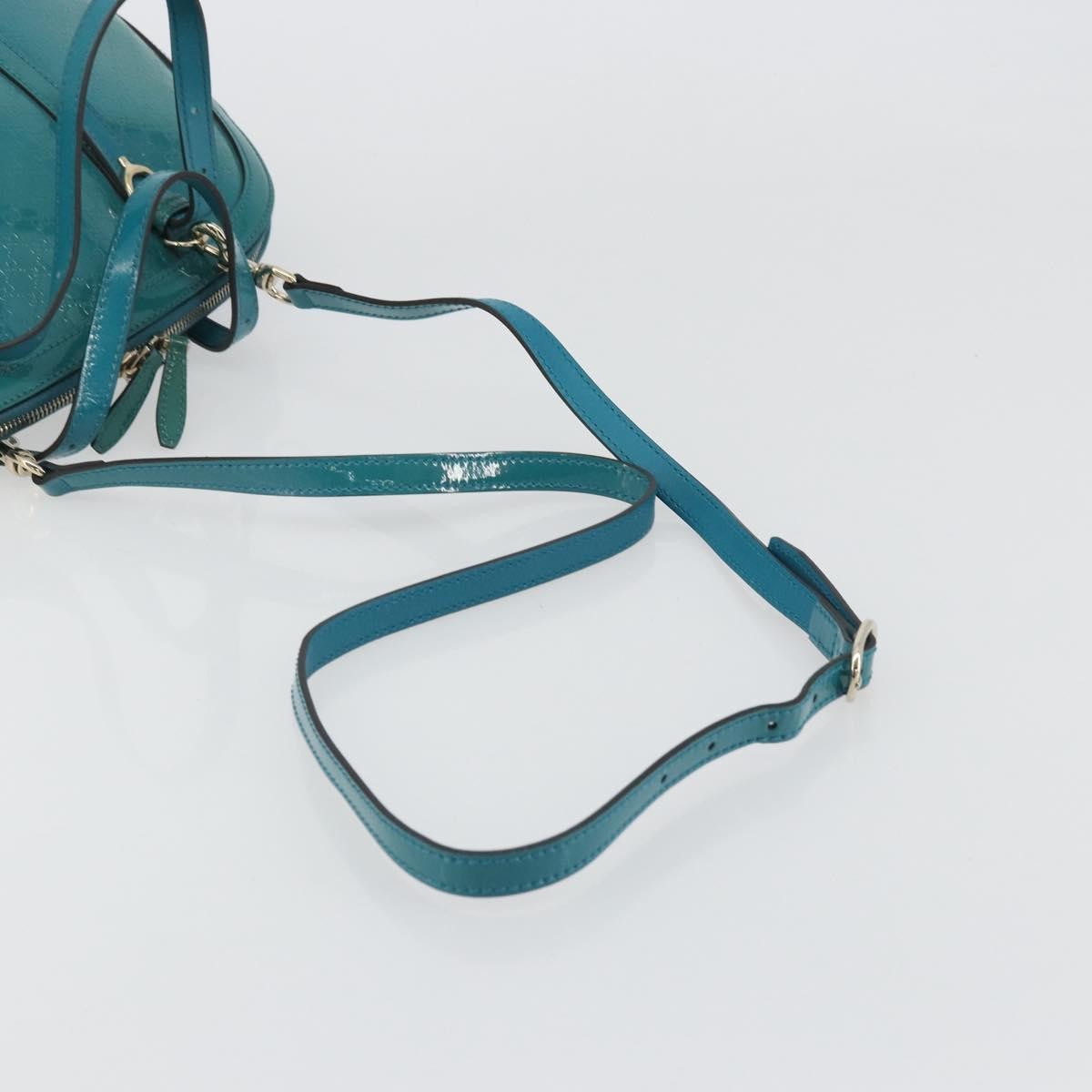 Gucci Nice Top Handle Microguccissima Patent, Turquoise, Patent Leather, Handbag