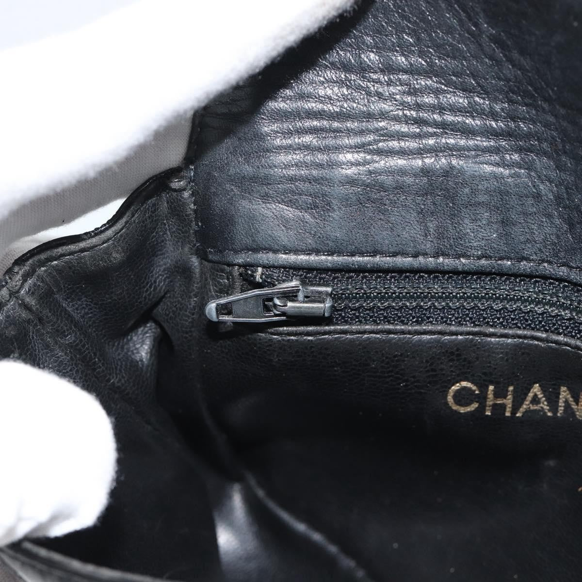 Chanel CC Flap Belt Quilted Lambskin, Black, Patent Leather, Clutch