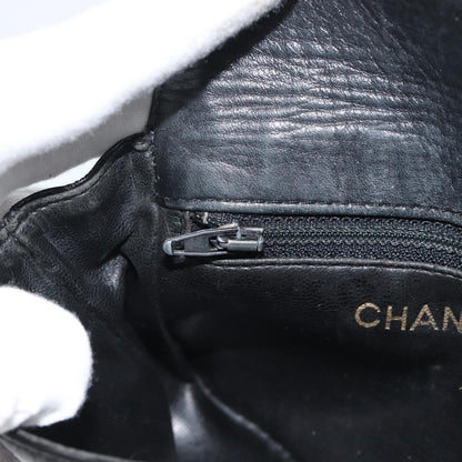Chanel CC Flap Belt Quilted Lambskin, Black, Patent Leather, Clutch