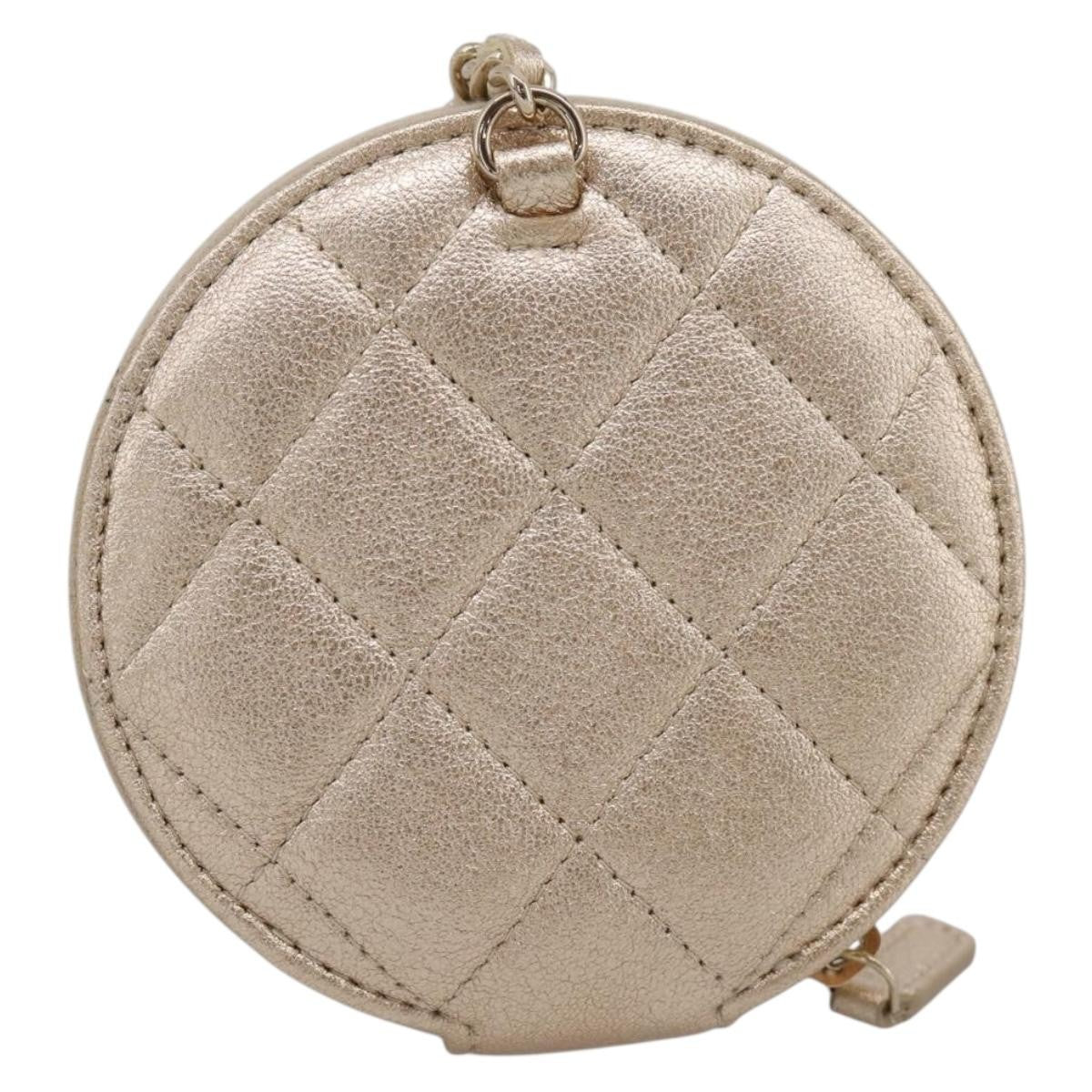 Chanel Pearl Crown CC Multi Pouches Wristlet Quilted Lambskin, Gold, Leather, Clutch