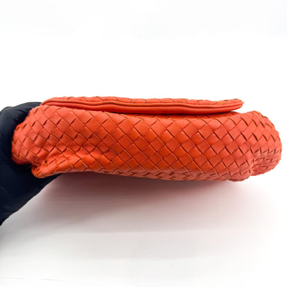 Bottega Veneta Convertible Flap Intrecciato Nappa, Orange, Leather, Shoulder Bag