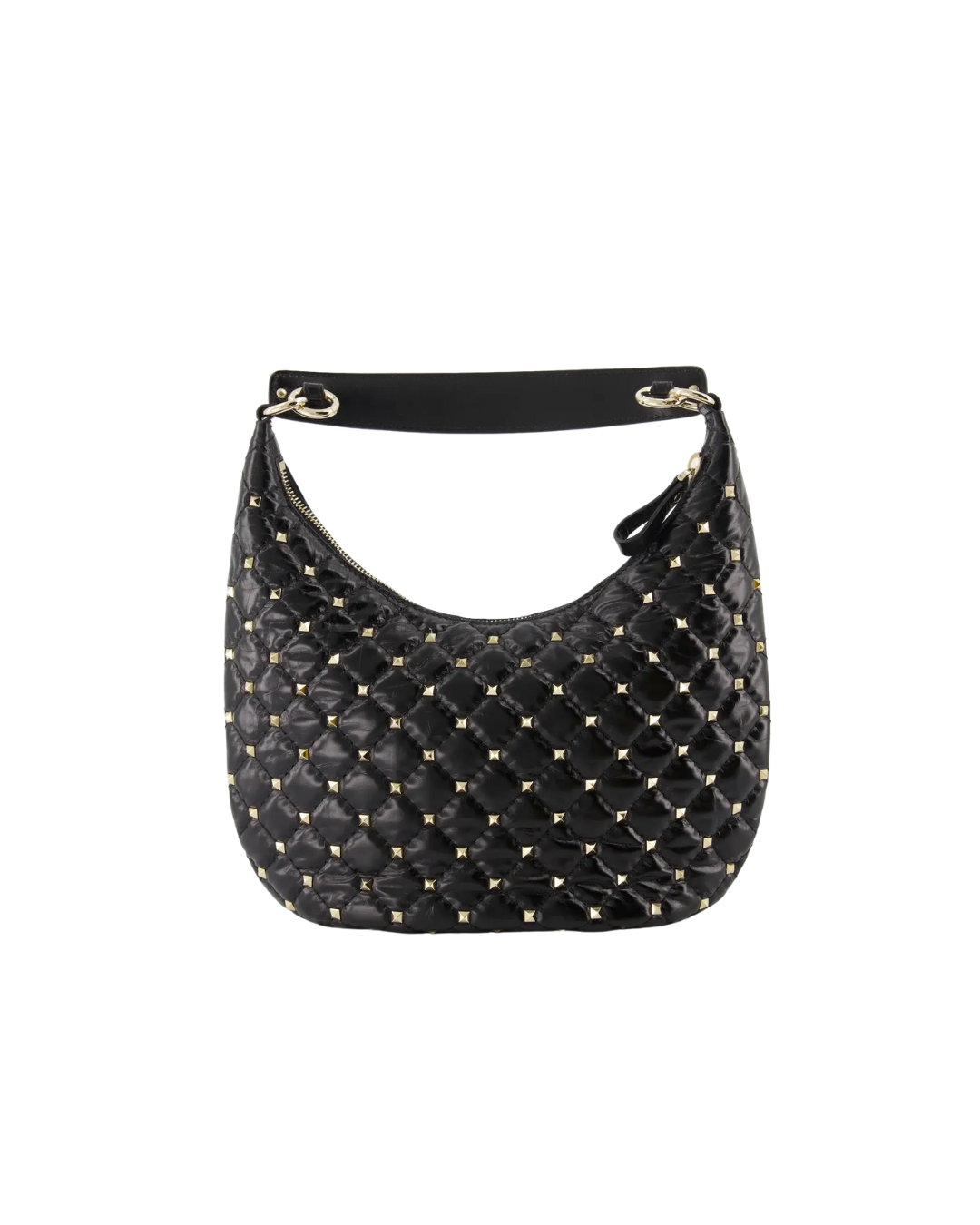 Valentino Garavani Rockstud Spike Zip Tote leather, Black, Leather, Shoulder Bag