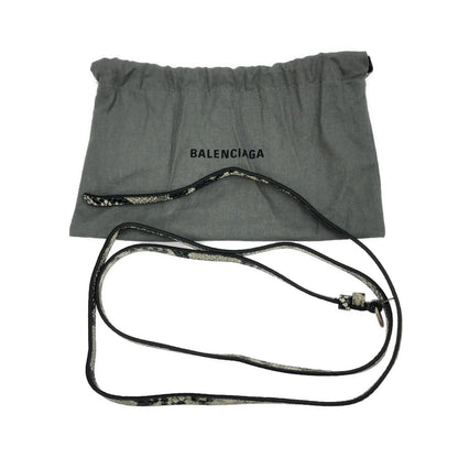 Balenciaga Hourglass Top Handle Crocodile Embossed Leather, Gray, Calfskin, Handbag