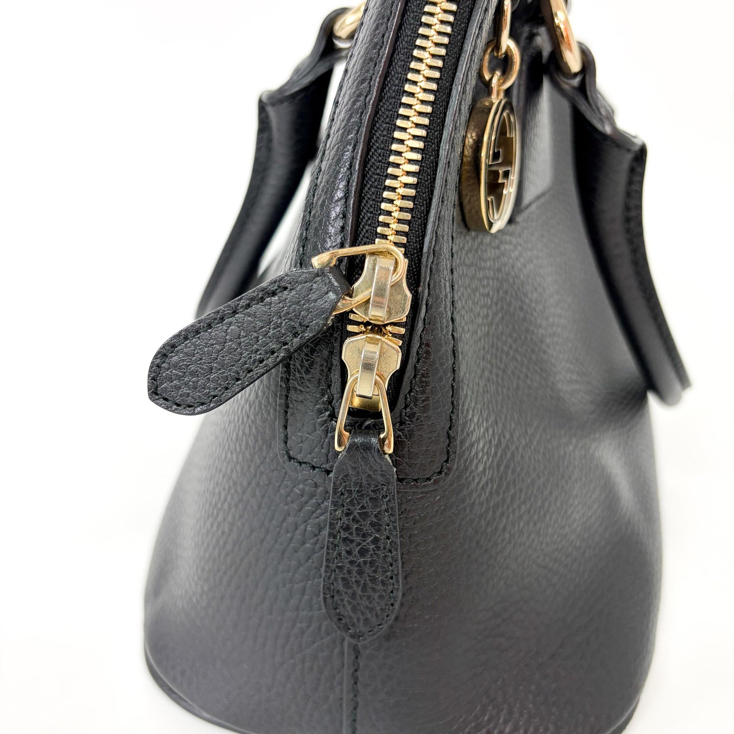 Gucci Dome Bowler GG Suede, Black, Leather, Handbag