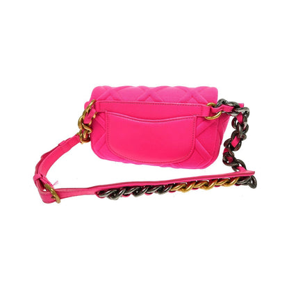 Chanel 19 Belt Quilted Jersey, Pink, Canvas, Shoulder Bag
