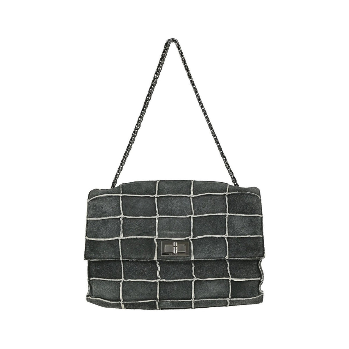 Chanel Accordion Reissue Flap Patchwork Suede, Gray, Suede, Handbag