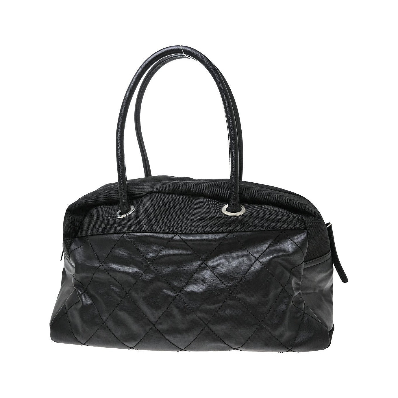 Chanel Biarritz Duffle Quilted Canvas, Black, Canvas, Tote Bag