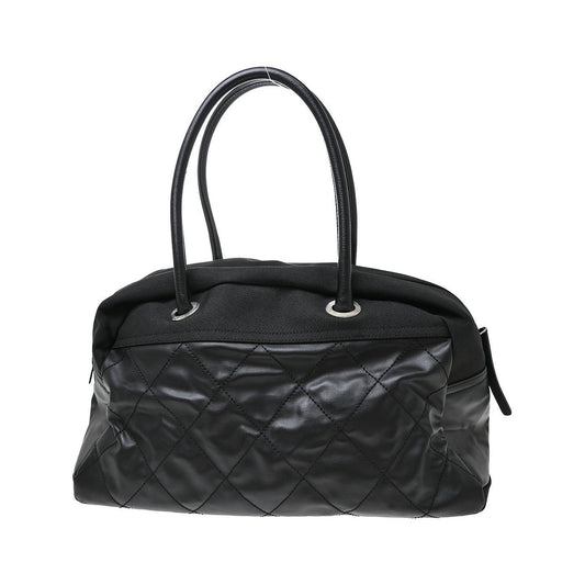 Chanel Biarritz Duffle Quilted Canvas, Black, Canvas, Tote Bag