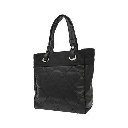 Chanel Biarritz Tote Quilted Coated Canvas, Black, Canvas, Tote Bag