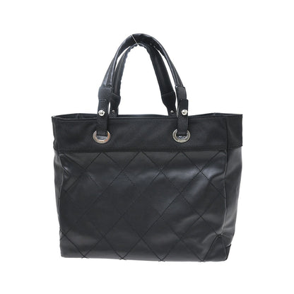 Chanel Biarritz Tote Quilted Coated Canvas, Black, Canvas, Tote Bag
