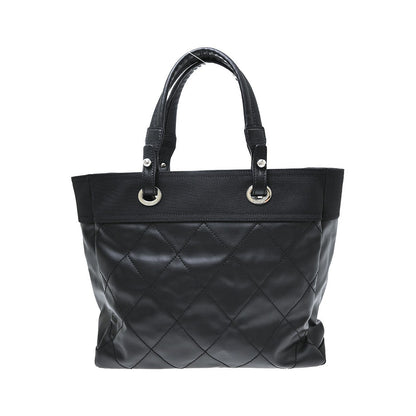 Chanel Biarritz Tote Quilted Coated Canvas, Black, Canvas, Tote Bag