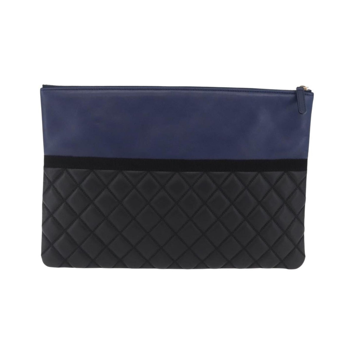 Chanel Bicolor Boy O Case Clutch Lambskin, Black, Leather, Clutch