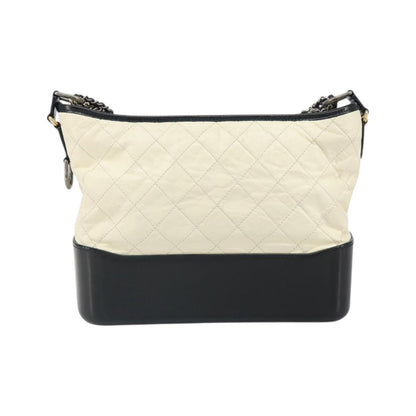 Chanel Bicolor Gabrielle Hobo Quilted Aged Calfskin, White, Leather, Shoulder Bag