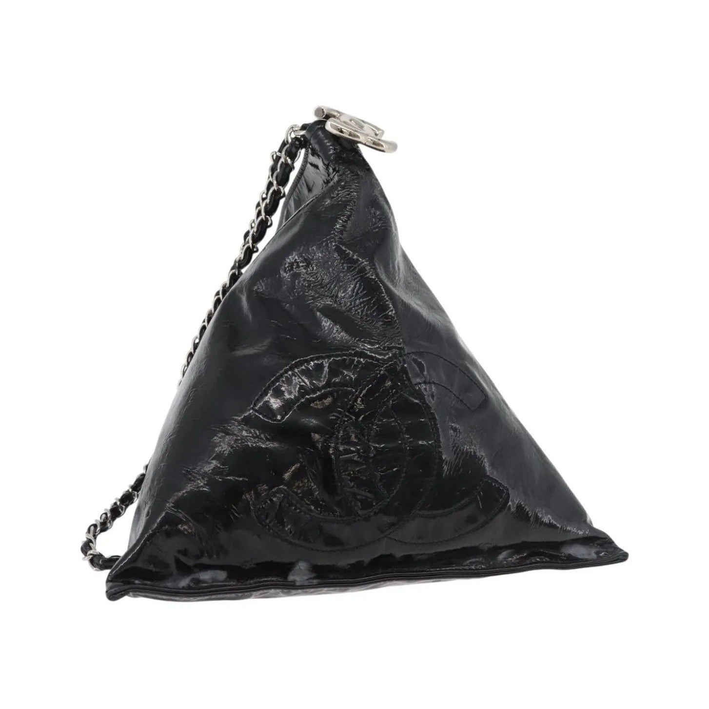 Chanel Bon Bon Pyramid Wristlet Patent, Black, Patent Leather, Shoulder Bag