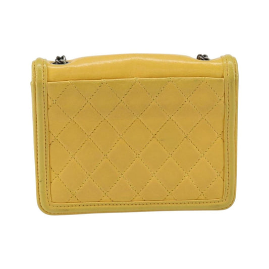 Chanel Boy Brick Flap Lambskin and Plexiglass, Yellow, Leather, Clutch