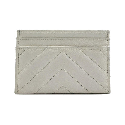 Chanel Boy Card Holder Chevron Caviar, White, Leather, Card Holder