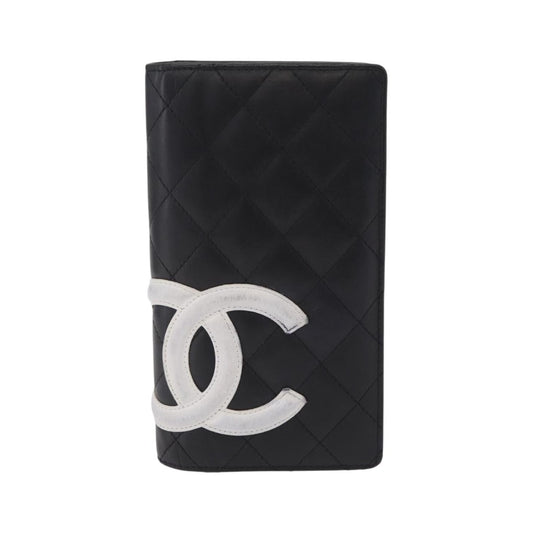 Chanel Cambon Bifold Quilted Calfskin, Black, Leather, Wallet