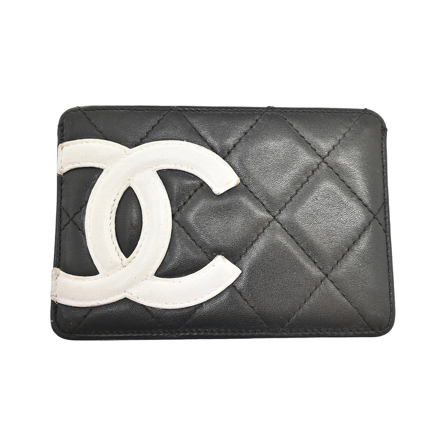 Chanel Cambon Card Holder Quilted Lambskin, Black, Leather, Card Holder