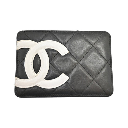 Chanel Cambon Card Holder Quilted Lambskin, Black, Leather, Card Holder