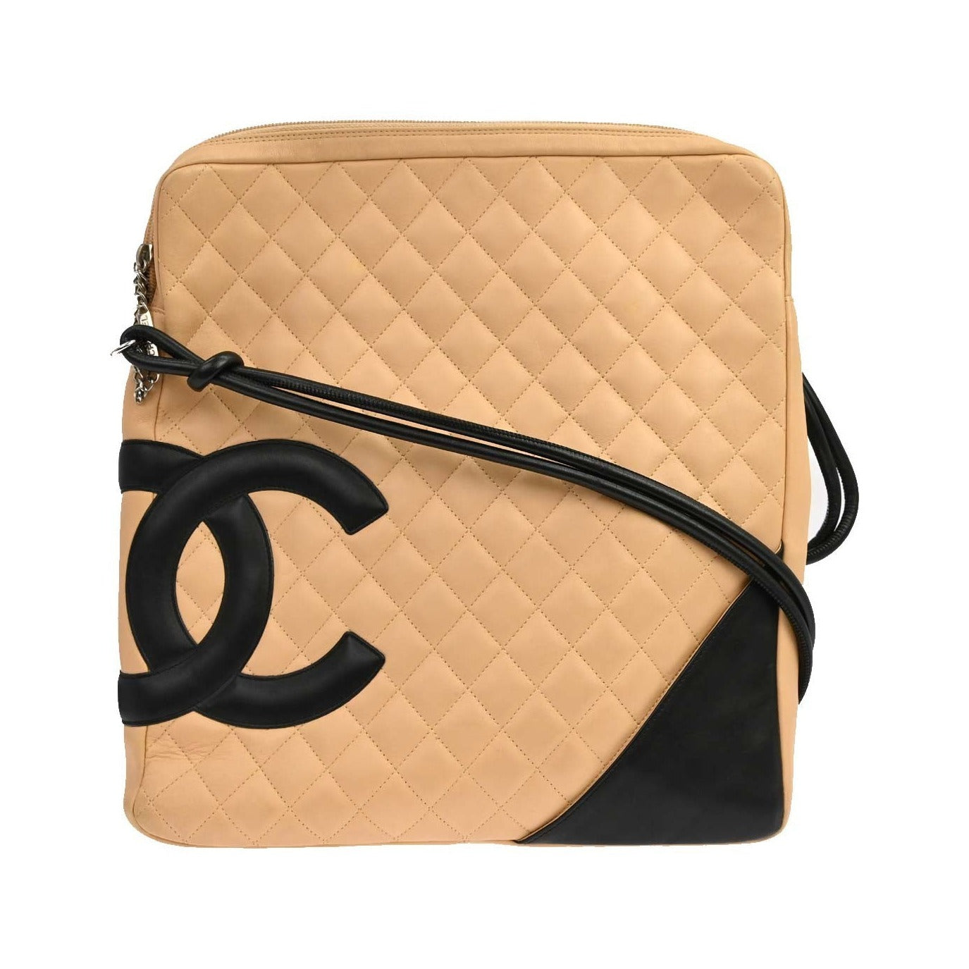 Chanel Cambon Crossbody Bag Calfskin Leather, Beige, Leather, Shoulder Bag