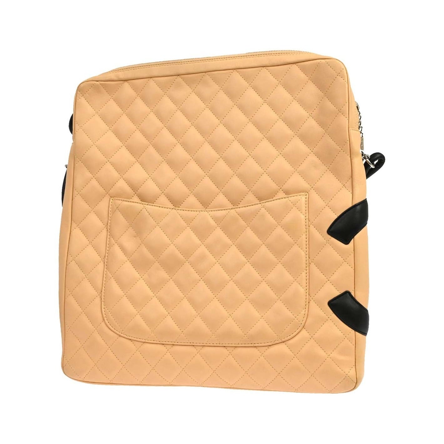 Chanel Cambon Crossbody Bag Calfskin Leather, Beige, Leather, Shoulder Bag