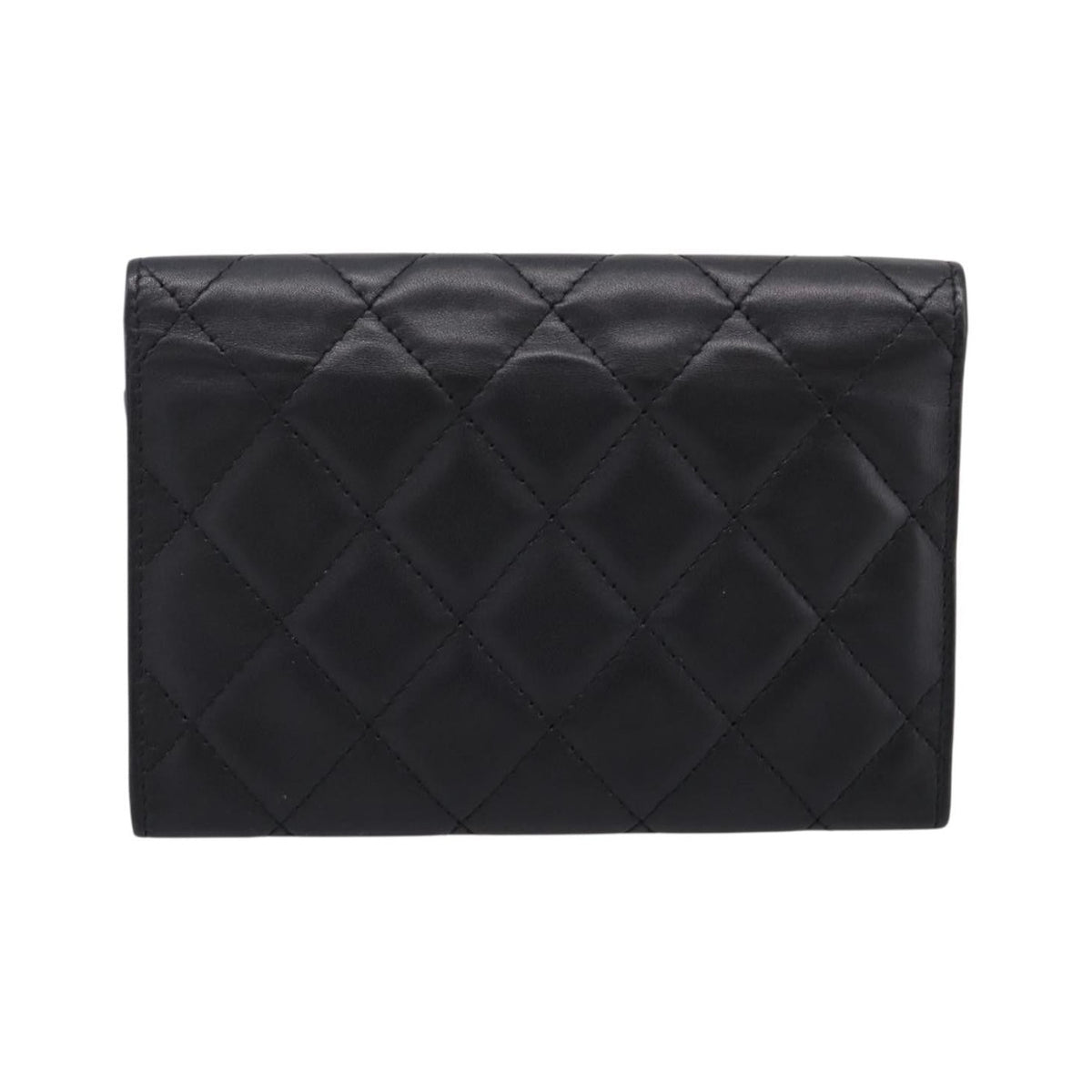 Chanel Cambon Flap Card Case Quilted Lambskin, Black, Leather, Card Holder