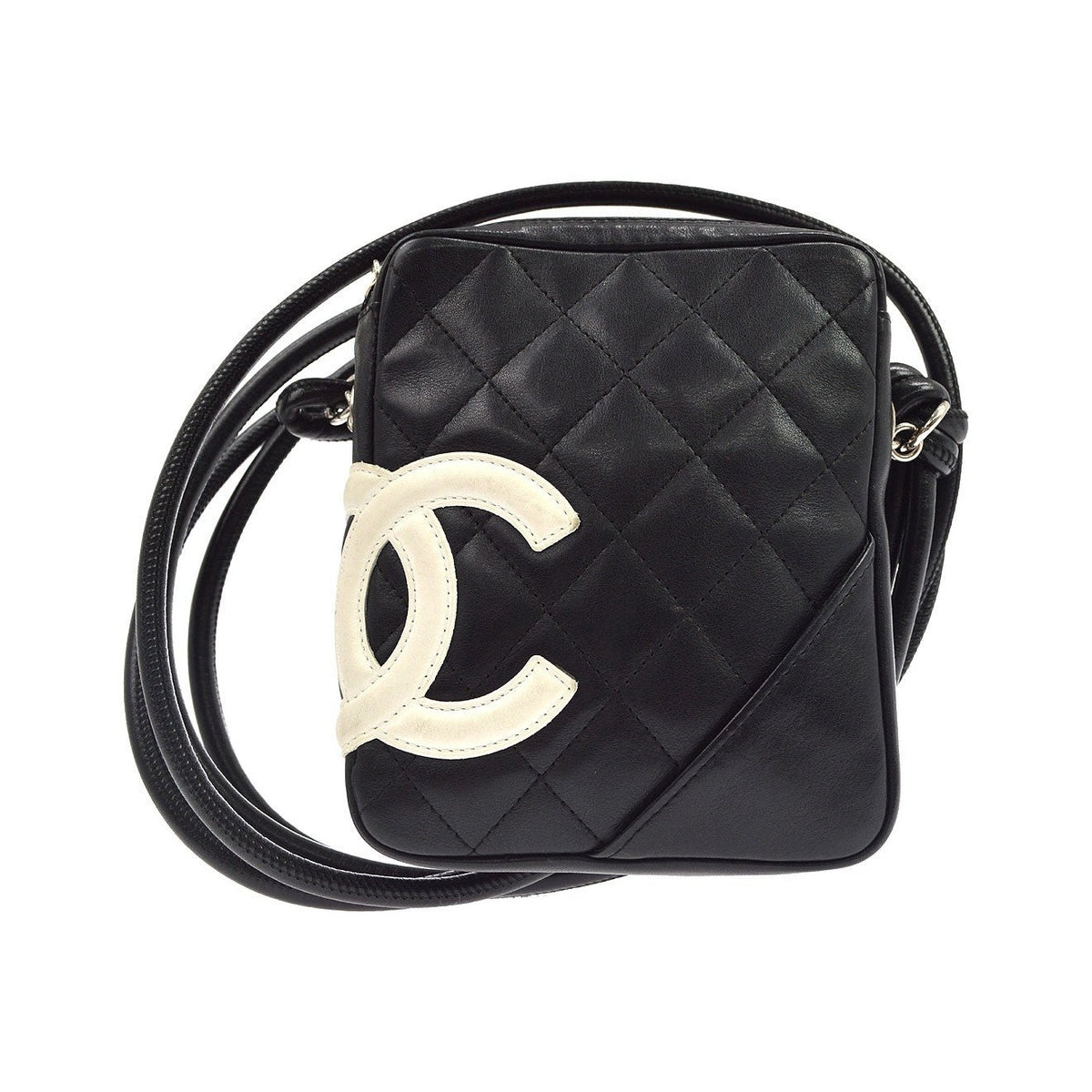 Chanel Cambon Quilted Leather, Black, Leather, Crossbody Bag