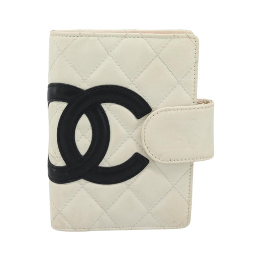 Chanel Cambon Zipped Pocket Quilted Lambskin, White, Leather, Wallet
