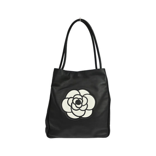 Chanel Camellia Lambskin, Black, Leather, Tote Bag