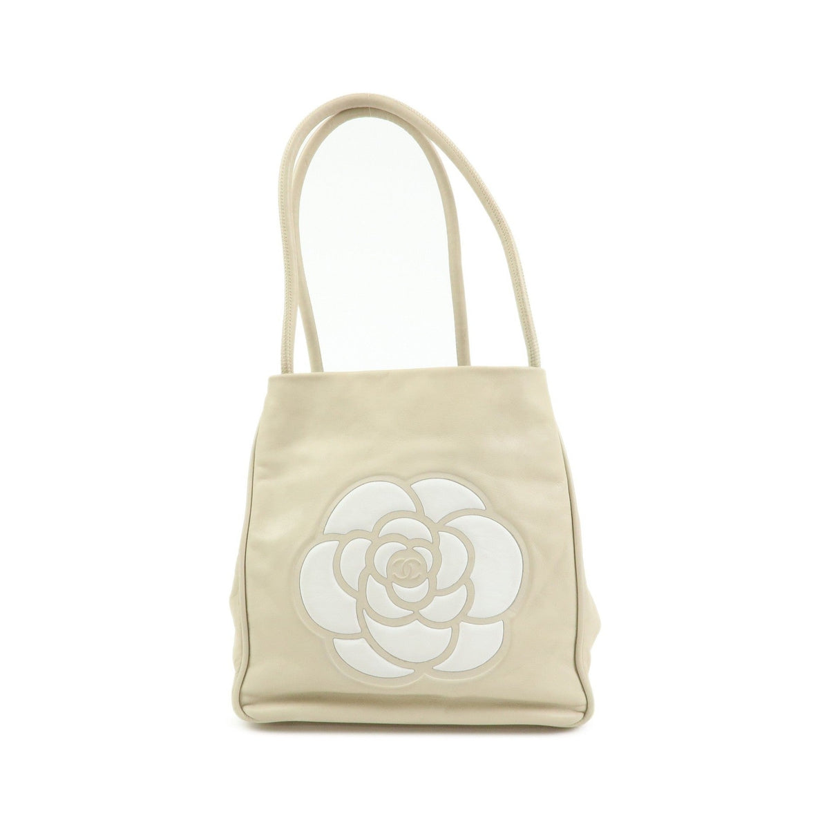 Chanel Camellia Lambskin, Beige, Leather, Tote Bag
