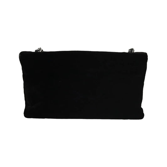 Chanel Camellia No.5 Chain Flap Velvet, Black, Velvet, Shoulder Bag