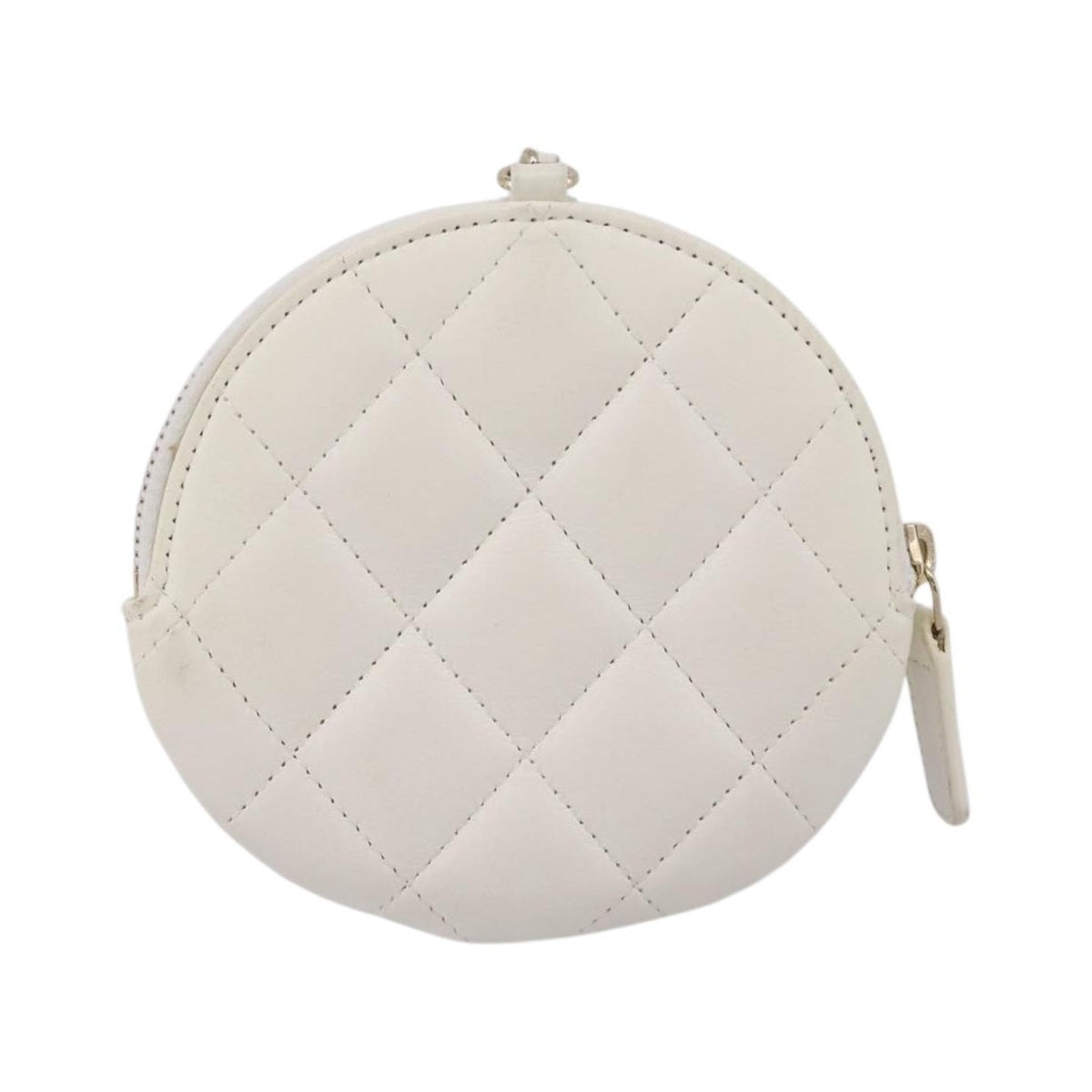 Chanel Camellia Round Clutch with Chain Lambskin, White, Leather, Clutch
