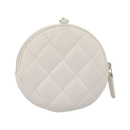 Chanel Camellia Round Clutch with Chain Lambskin, White, Leather, Clutch