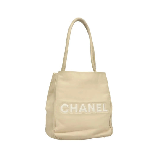 Chanel Camellia Tote Leather, Beige, Leather, Tote Bag