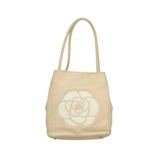 Chanel Camellia Tote Leather, Beige, Leather, Tote Bag