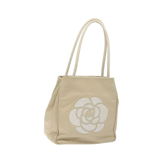 Chanel Camellia Tote Leather, Beige, Leather, Tote Bag