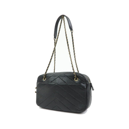 Chanel Camera Chevron Lambskin, Black, Leather, Handbag