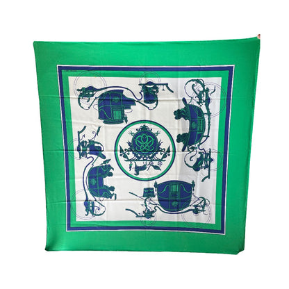 Chanel Carré 90 Silk, Green, Silk, Scarf