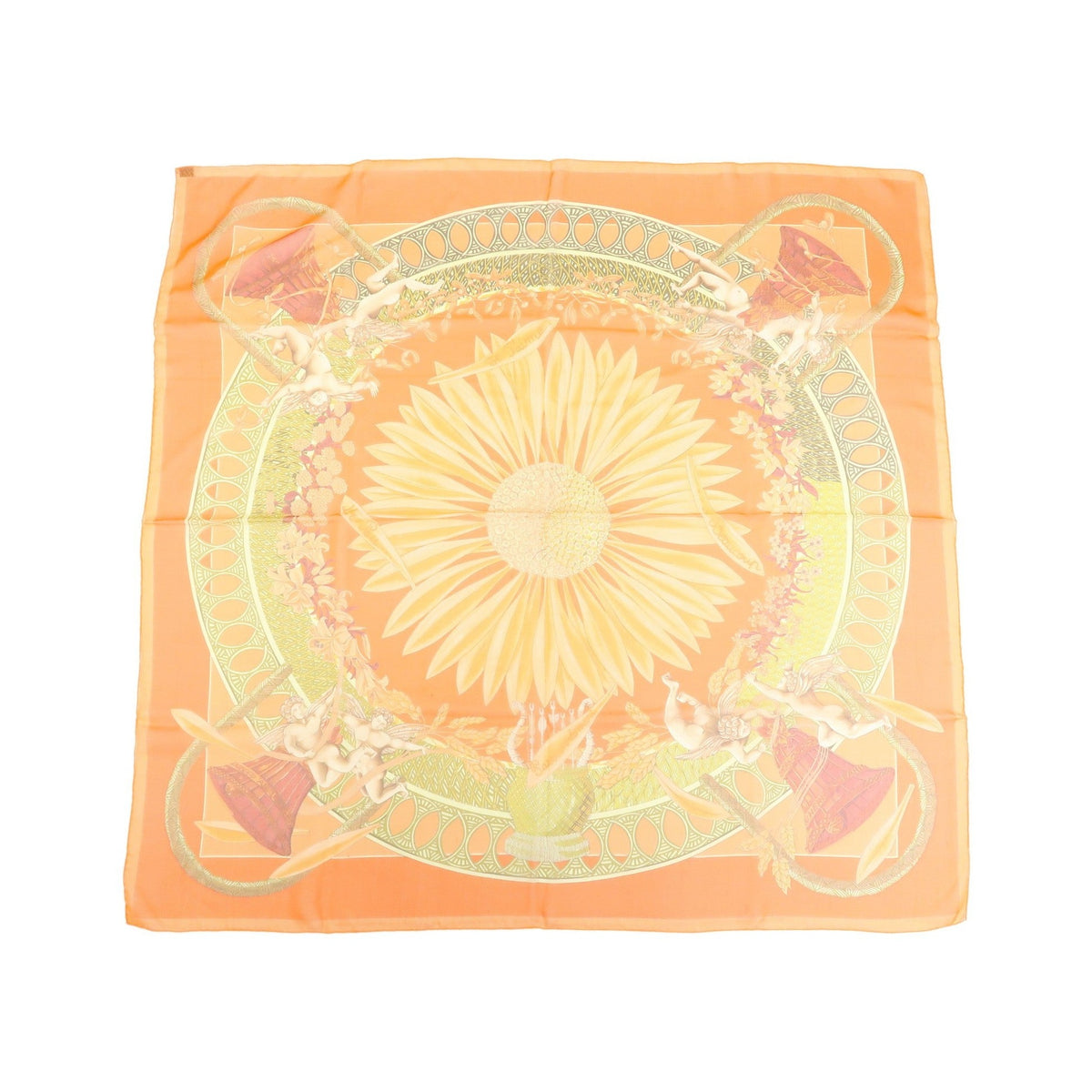 Chanel Carré 90 Silk, Orange, Silk, Scarf