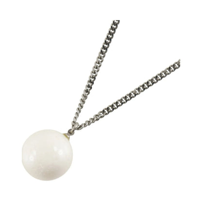 Chanel CC Ball Drop Pendant Metal, Silver, Metal, Necklace