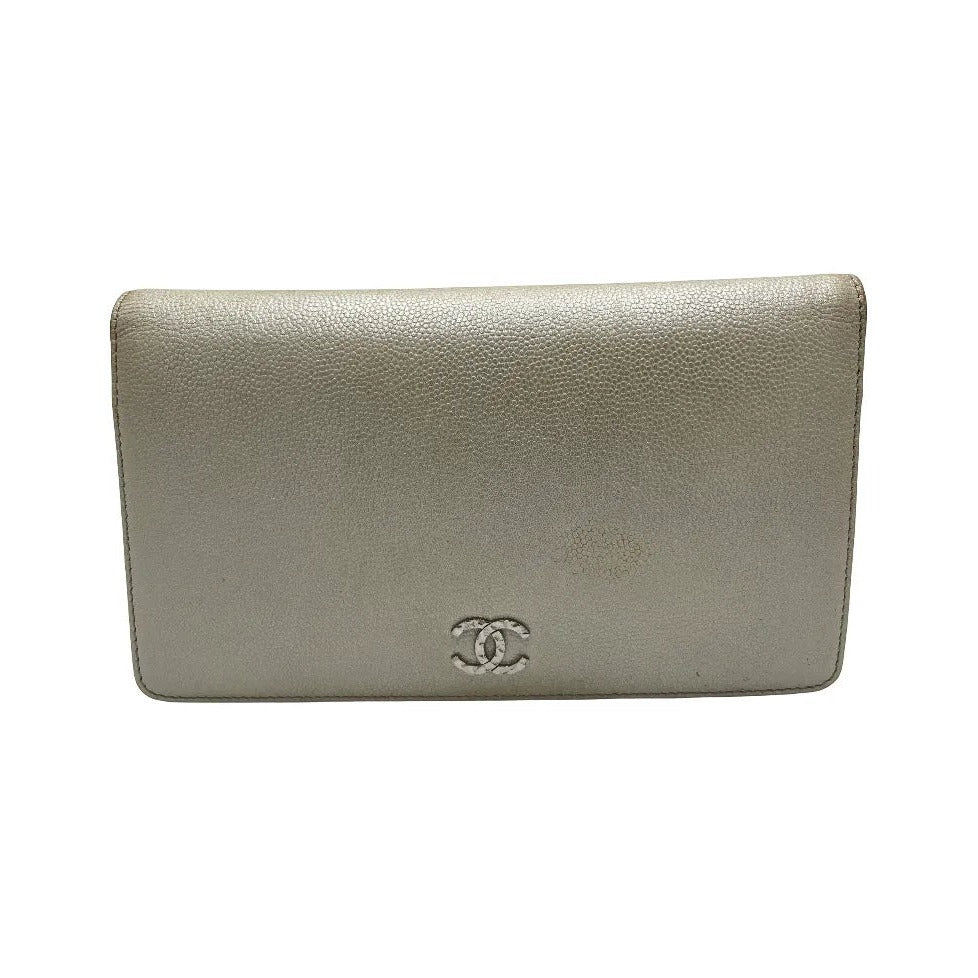 Chanel CC bifold wallet leather, Beige, Leather, Wallet