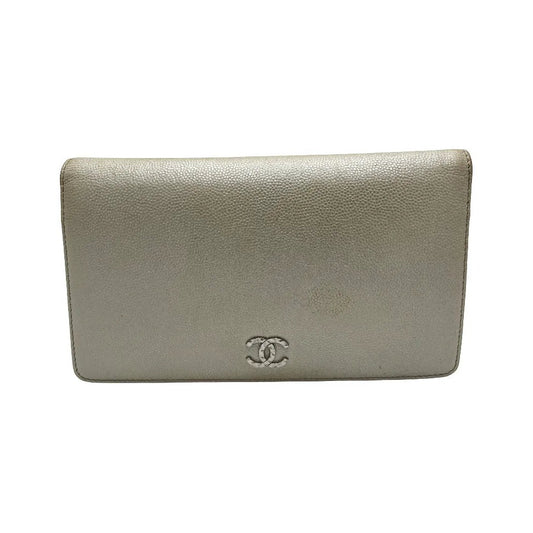 Chanel CC bifold wallet leather, Beige, Leather, Wallet