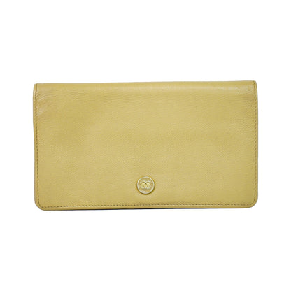 Chanel CC bifold wallet leather, Beige, Leather, Wallet
