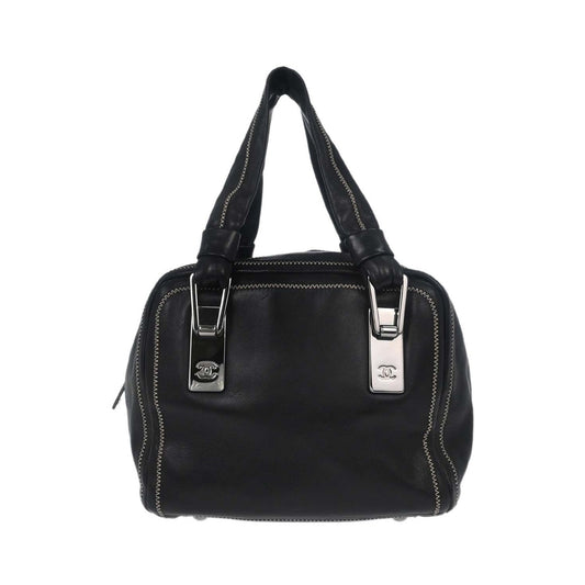 Chanel CC Bowler Leather, Black, Leather, Handbag