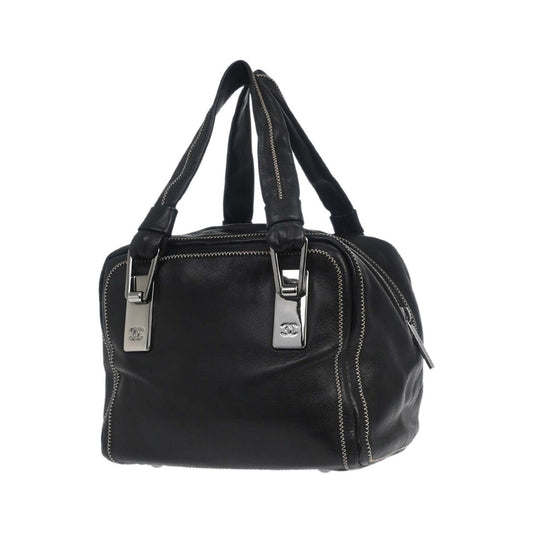 Chanel CC Bowler Leather, Black, Leather, Handbag