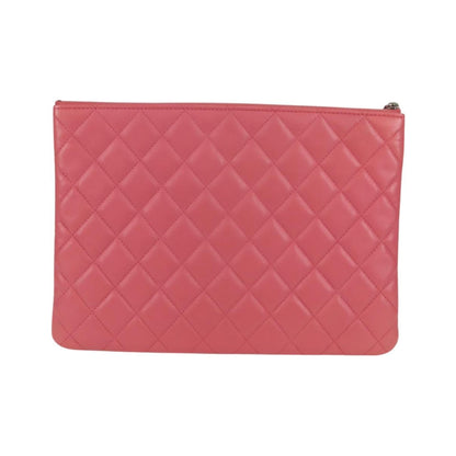 Chanel CC Casino O Case Clutch Quilted Lambskin, Pink, Leather, Clutch