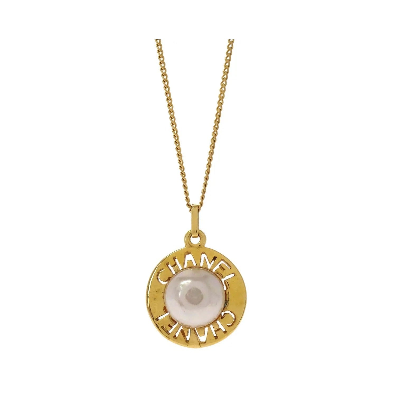 Chanel CC Chain Metal with Faux Pearls, Gold, Gold Plated, Necklace